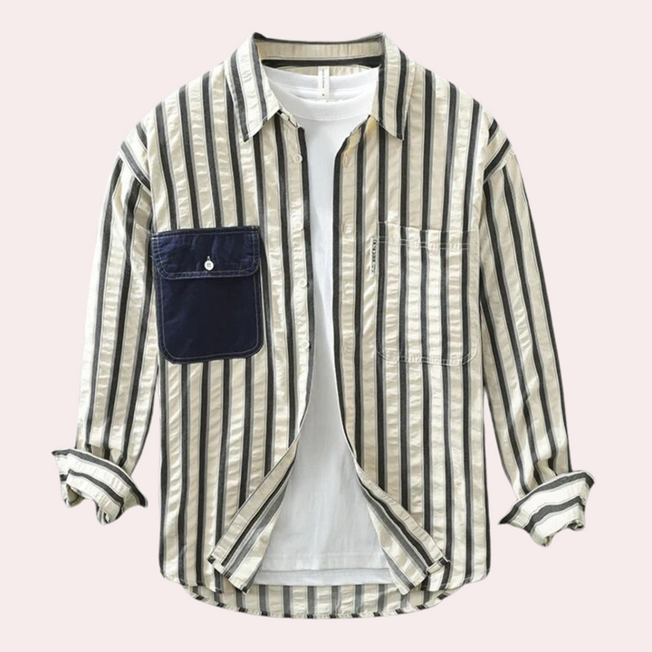 Branko - Trendy Stribet Herreskjorte med Moderne Stil